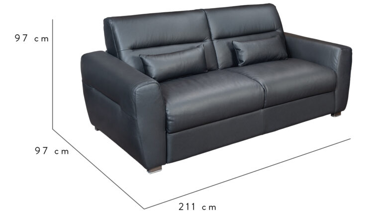 Lolly svefnsófi svart leður 18 cm dýna