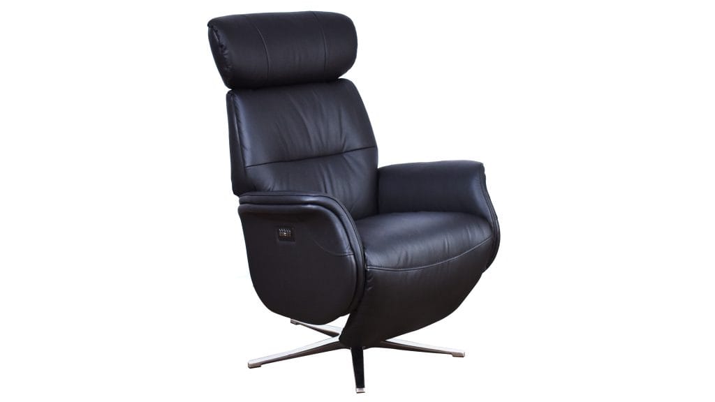 Horsens hægindastóll rafdrifinn leður svartur