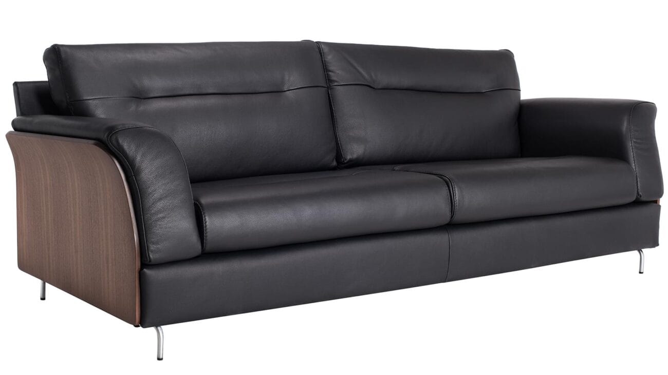 Timeless sófi 3s hnota leður svartur