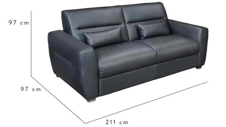 Lolly svefnsófi svart leður 18 cm dýna