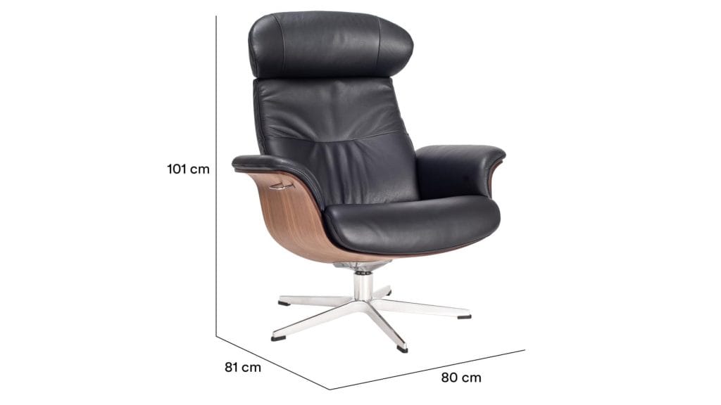 Timeout stóll hnota/leður svartur - ál Timeout stóll hnota/leður svartur - ál