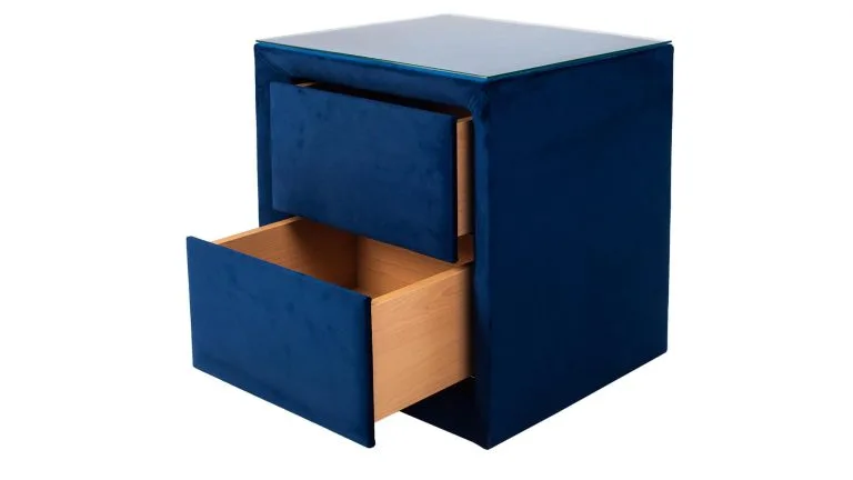 Intense náttborð Malcolm 3 blátt flauel