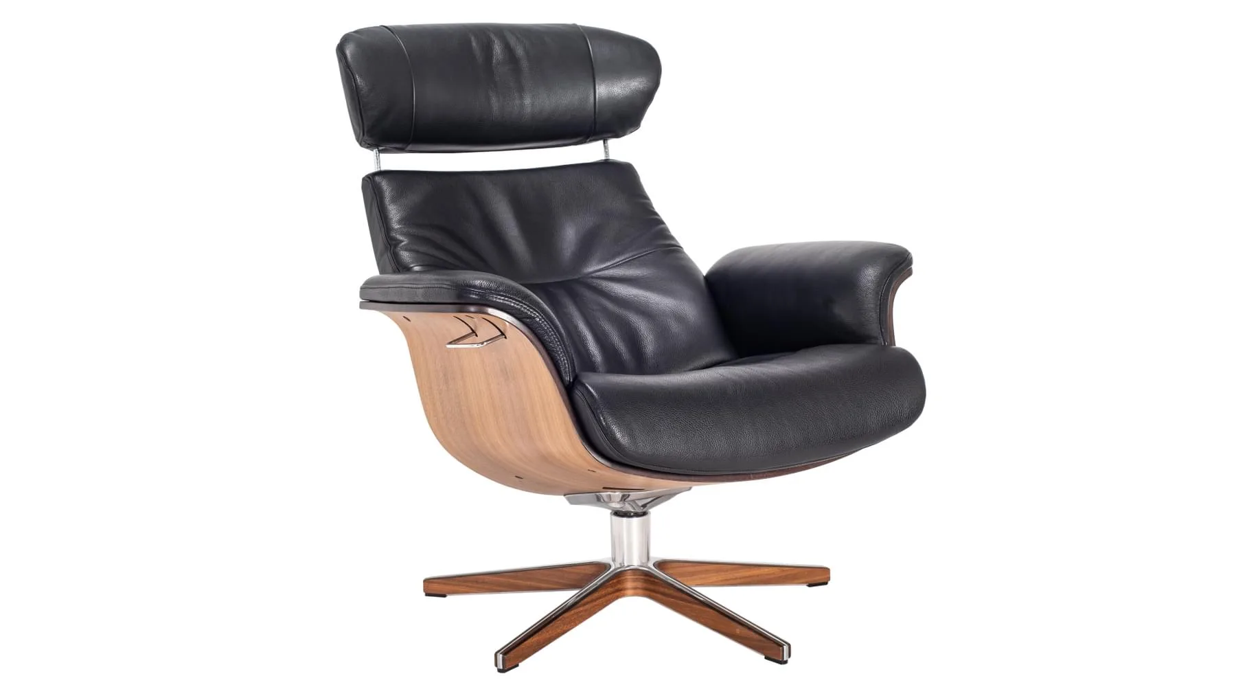 Timeout stóll hnota/leður svartur - m/v