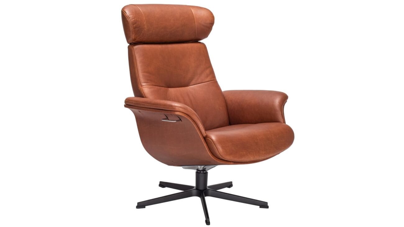 Timeout stóll leður Western koníak - svart ál