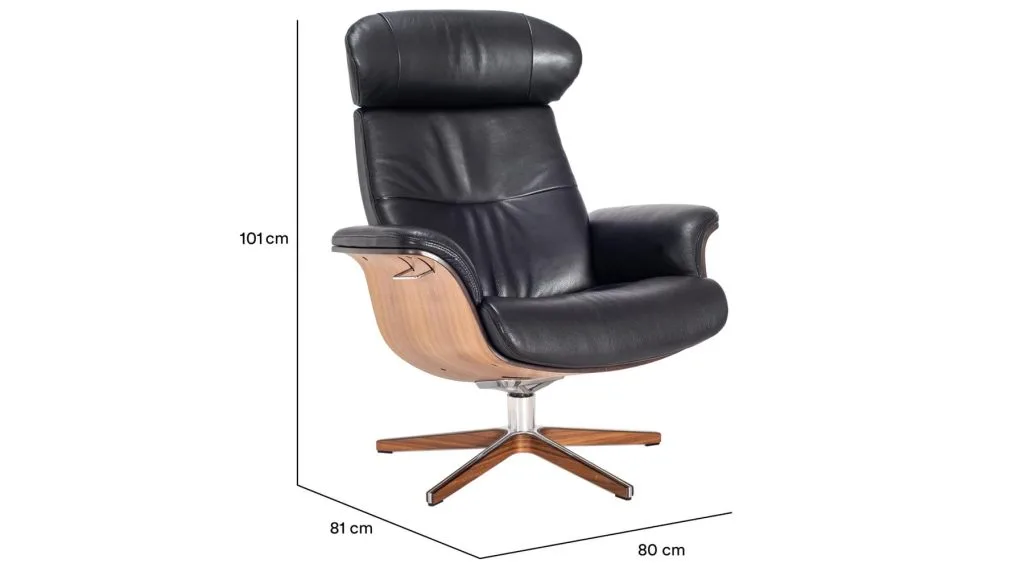 Timeout stóll hnota/leður svartur - m/v