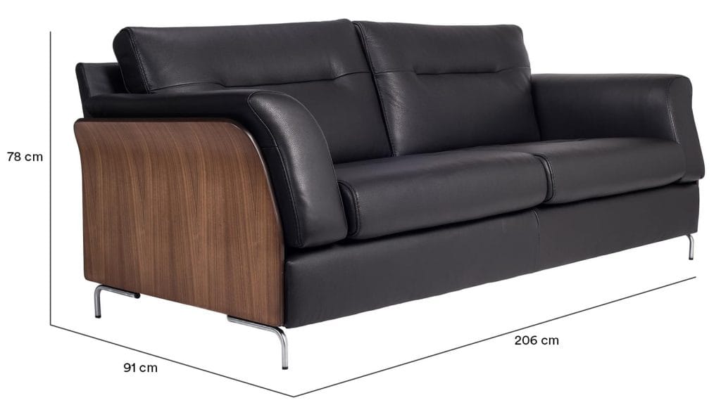 Timeless sófi 2,5s hnota leður svartur