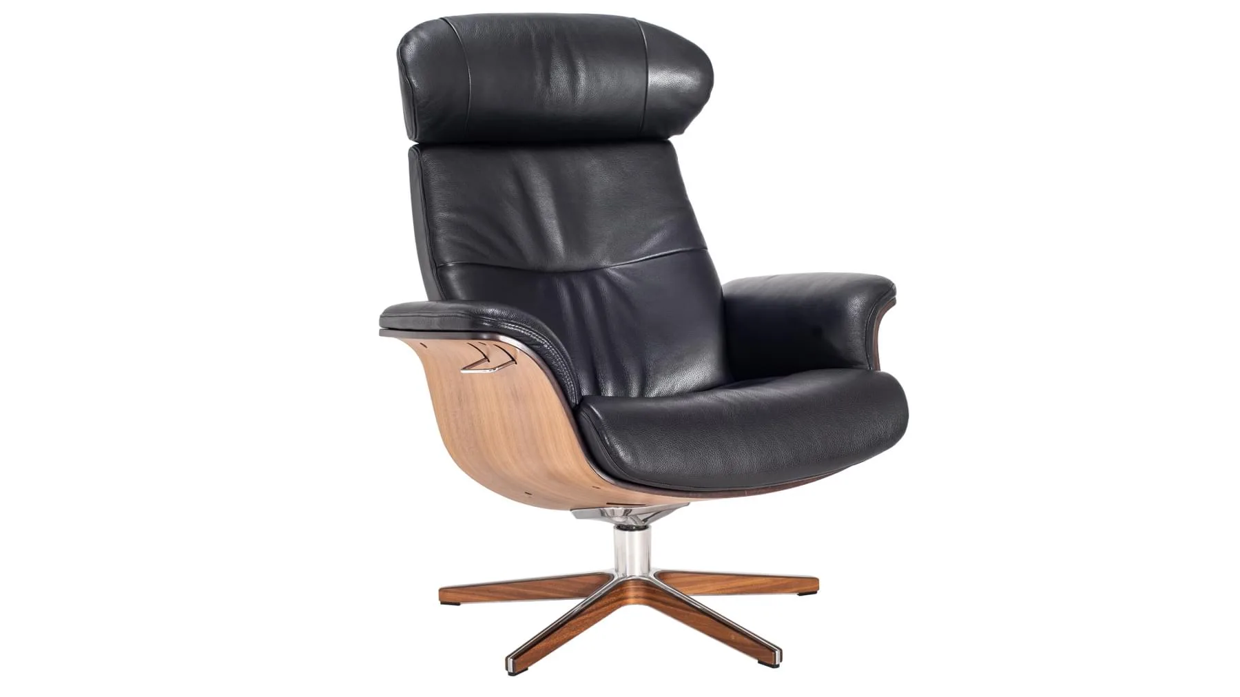 Timeout stóll hnota/leður svartur - m/v