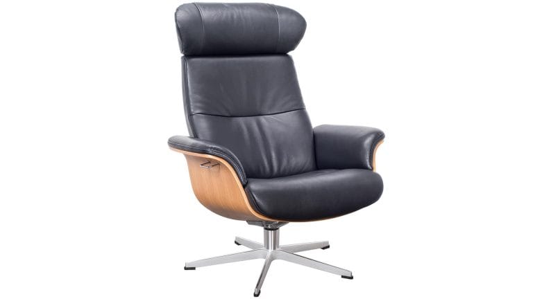 Timeout stóll eik/leður svartur - ál