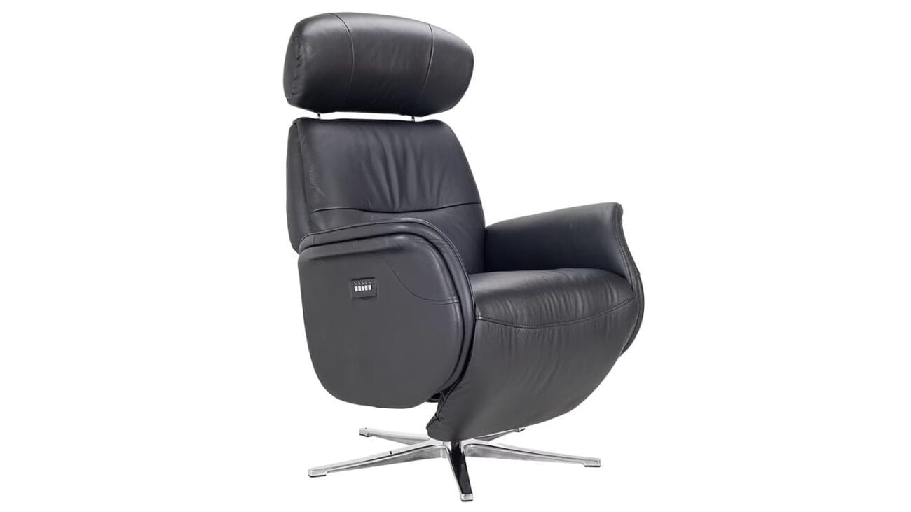 Horsens hægindastóll rafdrifinn leður svartur