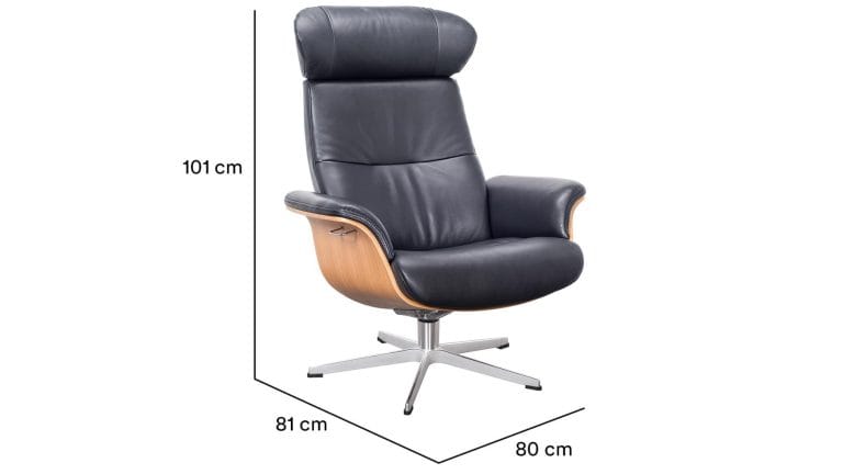 Timeout stóll eik/leður svartur - ál