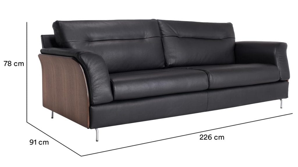 Timeless sófi 3s hnota leður svartur