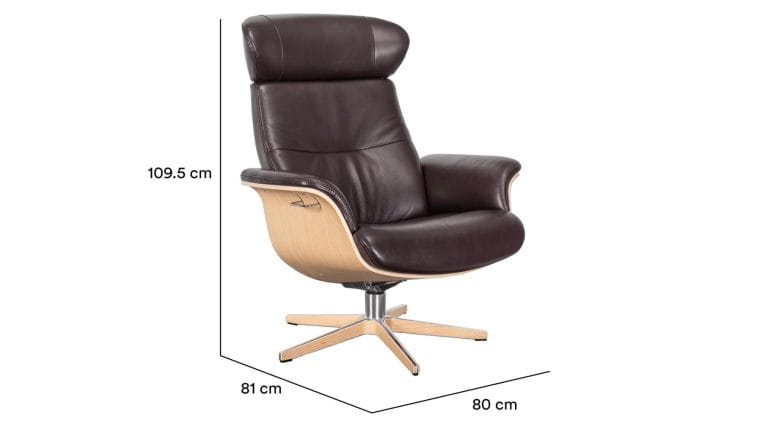 Timeout stóll XL eik/leður Zero brúnn - m/v