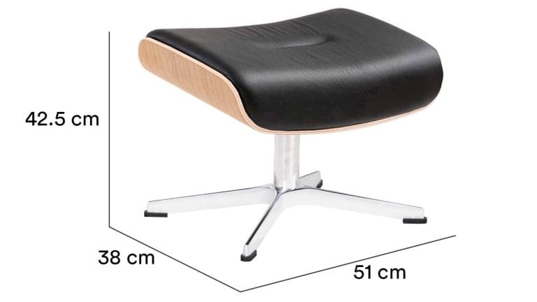 Timeout skammel XL eik/leður svartur - ál