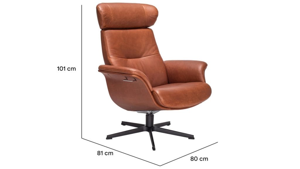 Timeout stóll leður Western koníak - svart ál