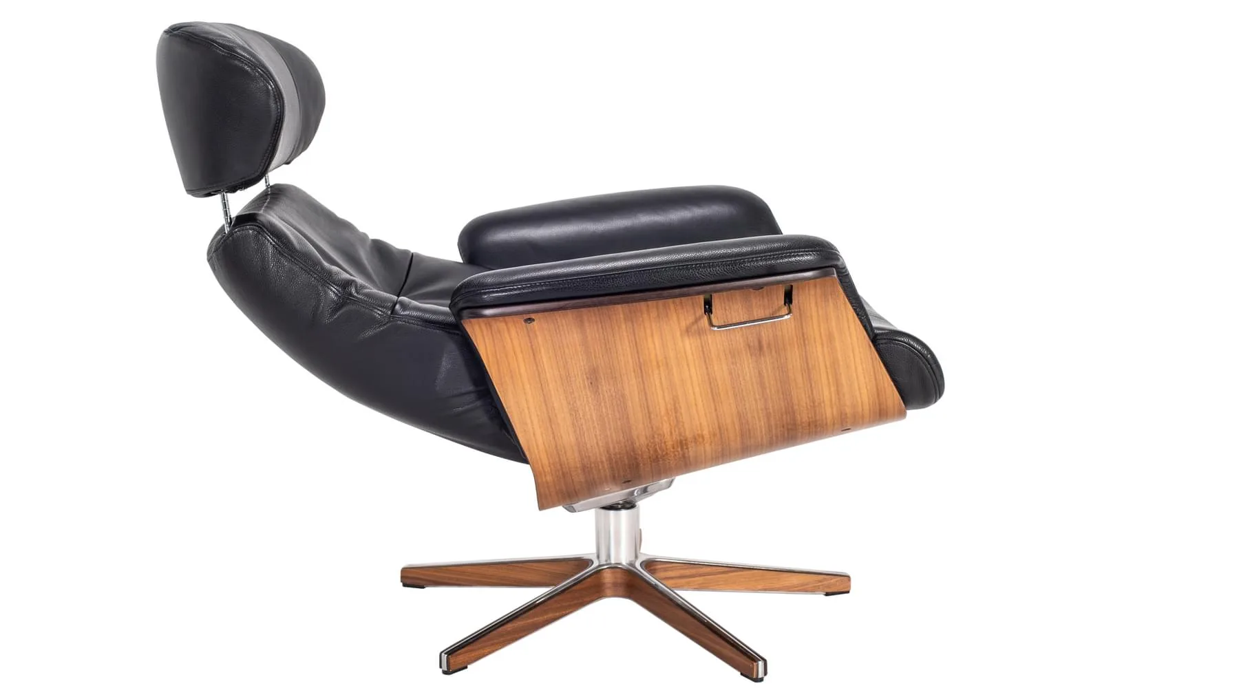 Timeout stóll hnota/leður svartur - m/v