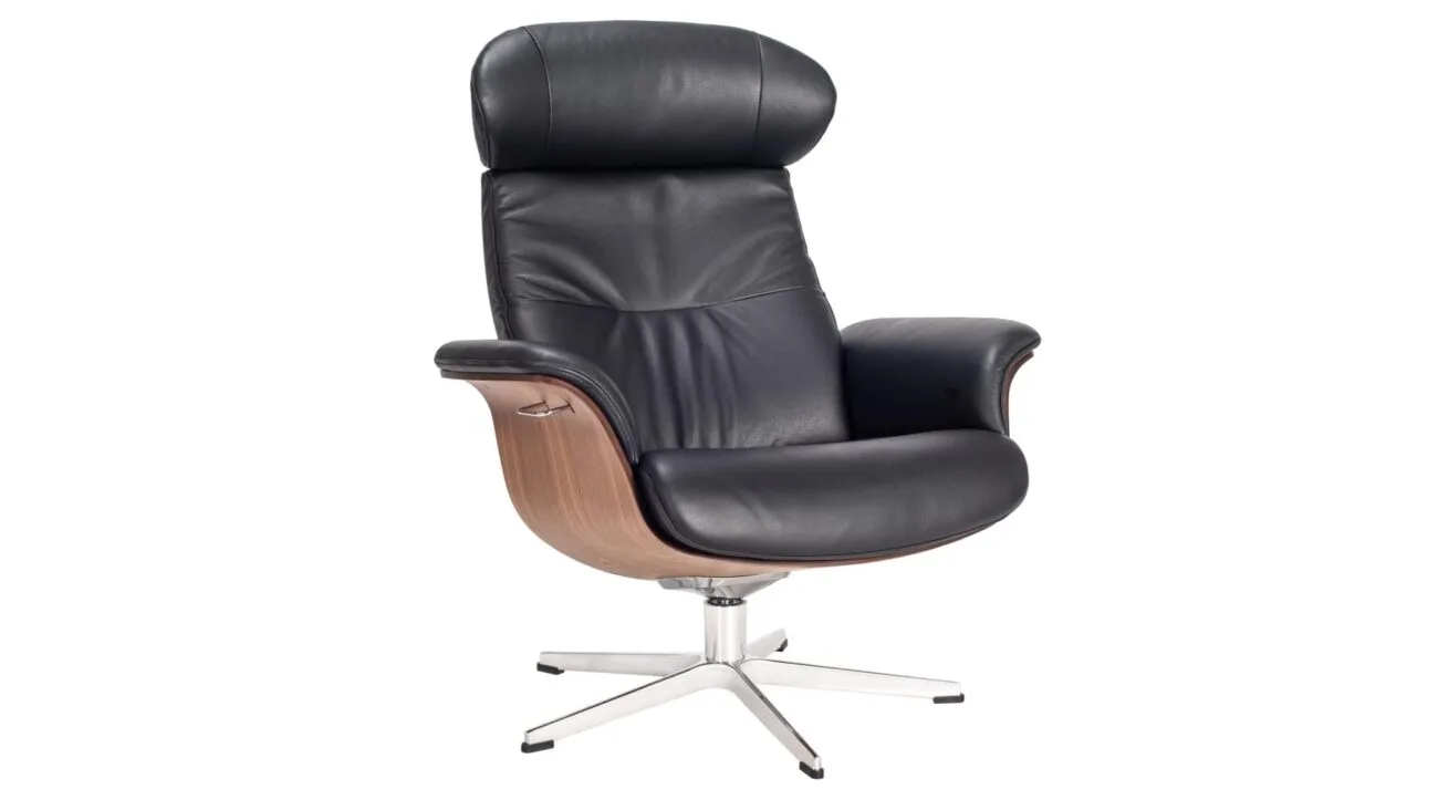 Timeout stóll hnota/leður svartur - ál