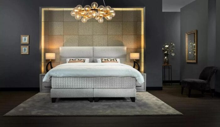 Lounge rúm m/gafli M/F 180x200 Nobu 10 ljósgrátt