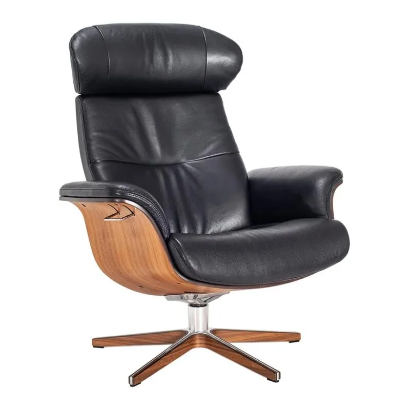 Timeout stóll XL hnota/leður svartur - ál