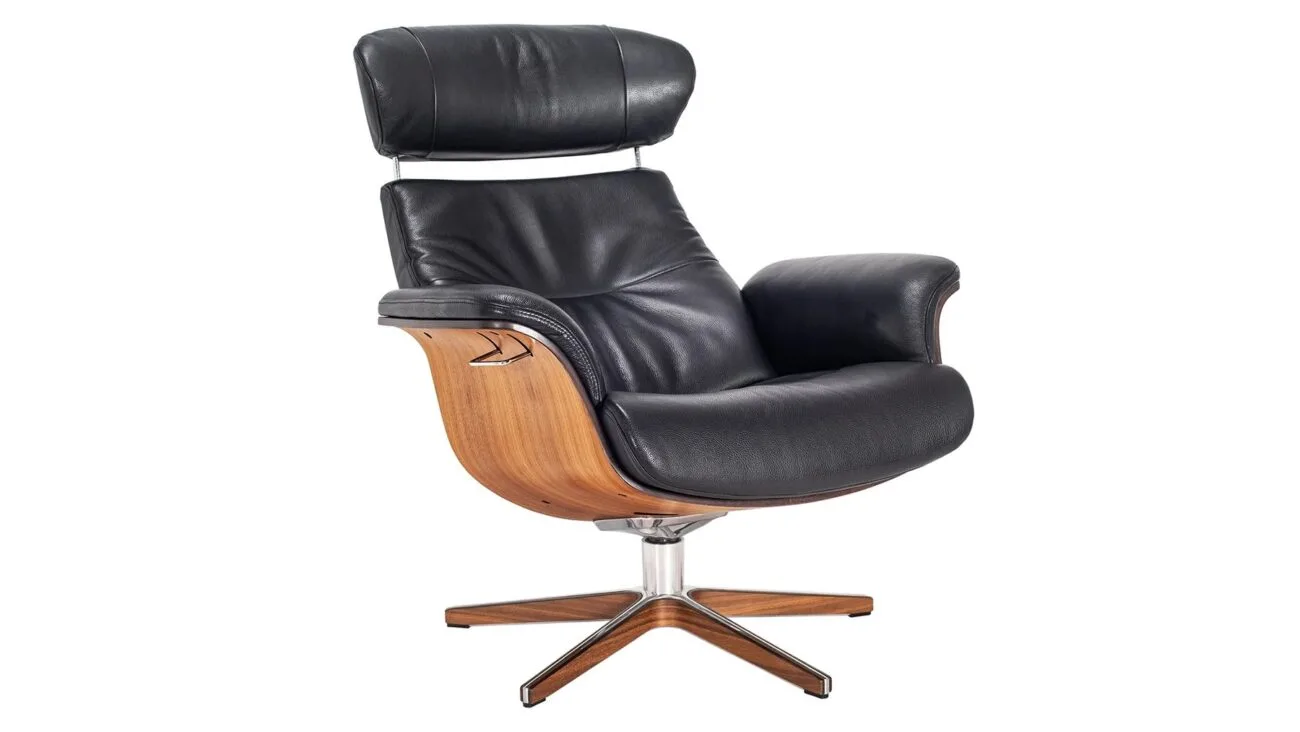 Timeout stóll XL hnota/leður svartur - ál