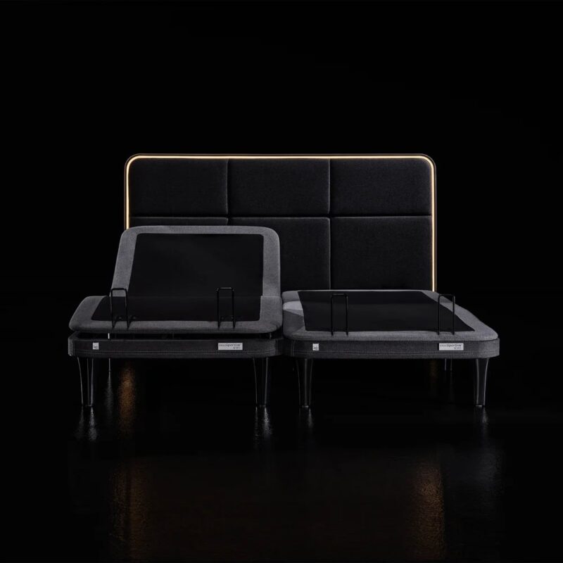 Ergo Sportive stillanlegur rúmbotn 180x200 með höfuðgafli og led lýsingu grár