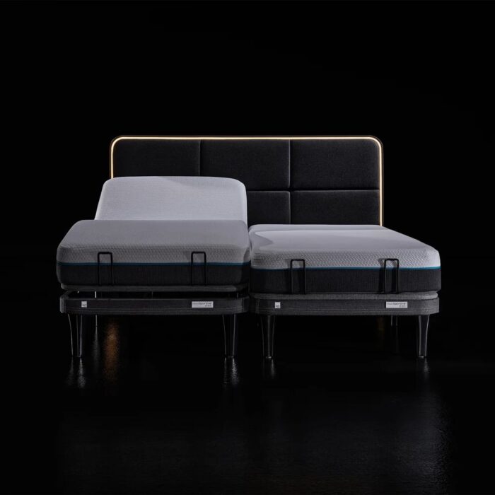 Ergo Sportive stillanlegur rúmbotn 180x200 með höfuðgafli og led lýsingu grár