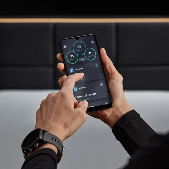 Ergo Sportive stillanlegur rúmbotn 180x210 með höfuðgafli og led lýsingu grár